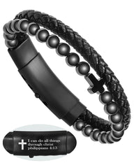 Jecanori magnetic cross bracelet for men offers bold style with durable braided leather.