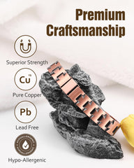 Jecanori Copper bracelet fold-over clasp detail for secure, comfortable wear.