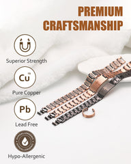 Closeup of solid copper bracelet showing smooth, durable surface