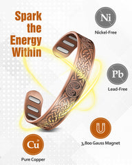 Jecanori SunMoonLifeTree motif detail on copper bracelet