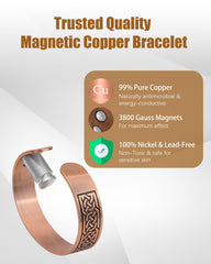 Jeracol copper bracelet showing 12 magnets along the band for all-day wear.