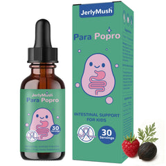 JerlyMush ParaPopro bottle side view showing the compact family size for gentle digestive support