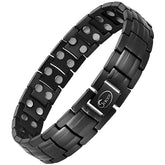 Jeroot magnetic bracelet for men in black, front view, everyday style.