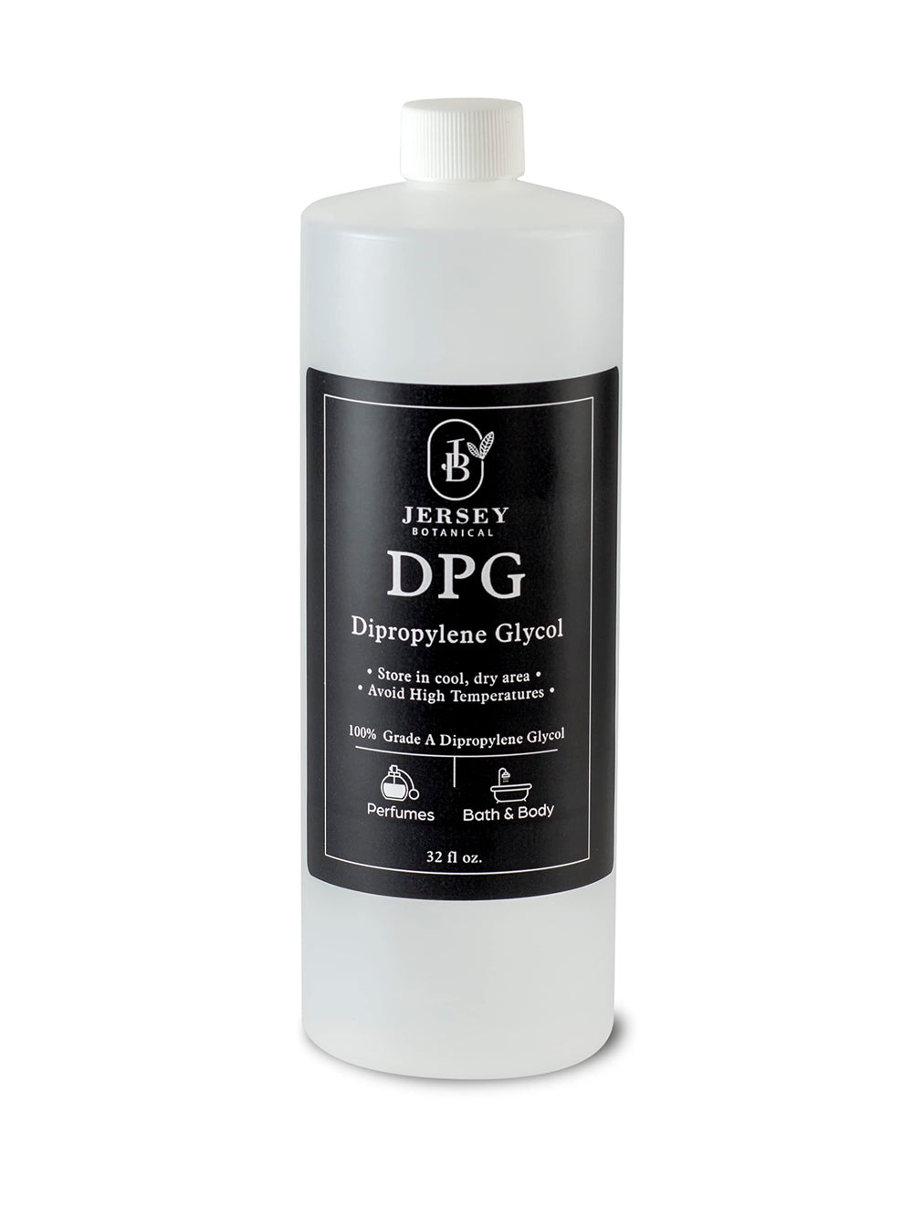 Jersey Botanical DPG 32oz bottle highlighting purity and ready-for-fragrance blends