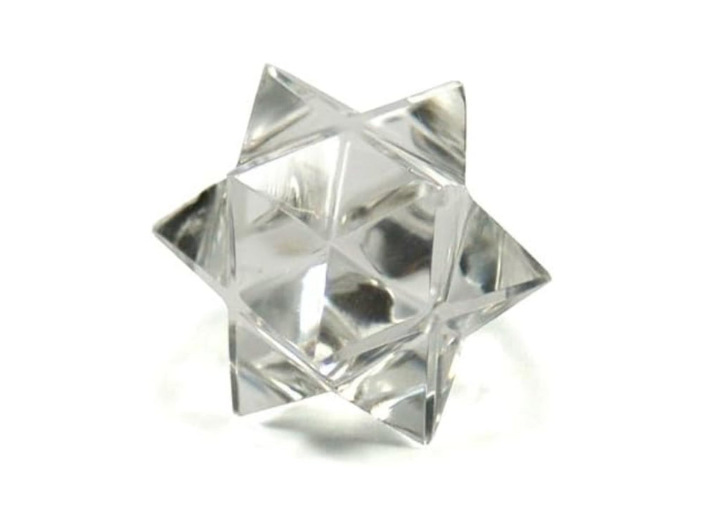 Jet International Clear Quartz Merkabah Star 0.75-1 inch for focused energy during meditation.
