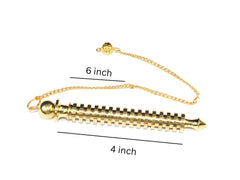 Jet International ISIS brass pendulum close-up highlighting cord and polished finish for focused dowsing.
