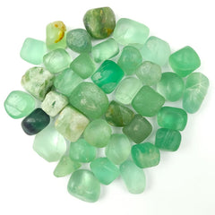 Jet International Jet Green Fluorite tumbled stone on desk enhances focus and calm