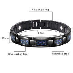 JFUME stainless steel bracelet shows 8.5-inch length and adjustable fit.