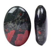 JIC Gem Africa Bloodstone palm stones set of two for calming meditation.
