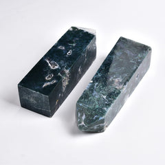 JIC Gem Aquatic Agate Crystal Tower side angle showing energy points.