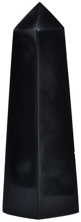 JIC Gem large black obsidian wand with four facets for crystal grids and meditation energy focus.