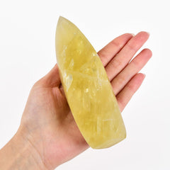 JIC Gem Lemon Quartz Tower closeup shows smooth surface and inclusions