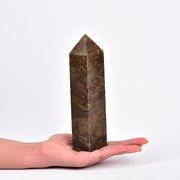 JIC Gem Money Agate obelisk wand for balanced energy and focus.
