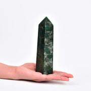 JIC Gem natural emeralds quartz crystal obelisk tower wand, radiant centerpiece for energy focus.