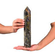 JIC Gem pietersite obelisk wand with six facets for deep meditation focus