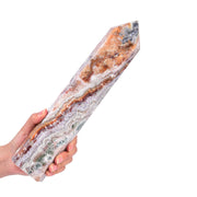 JIC Gem striped agate quartz tower for meditation and energy balance.