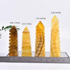 JIC Gem yellow fluorite energy-art tower suits meditation spaces.