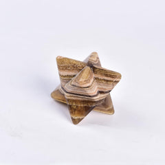 JIC Gem Yellow Fluorite Merkaba geometry highlights hexagram form for mindful visualization.