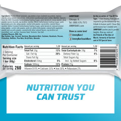 JimmyBar 25g protein bar closeup emphasizes high protein support for muscle recovery