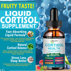 JINGYAT Cortisol Drops for Women label closeup highlighting 19 in 1 formula