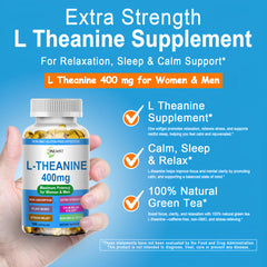 JINGYAT L-Theanine bottle label front highlights vegan and gluten-free traits.