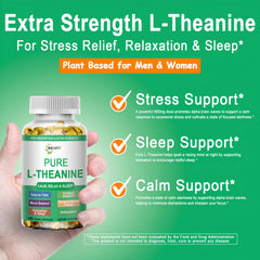 Close-up of JINGYAT L-Theanine softgels showing easy-to-swallow capsules.