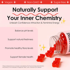 JINMAO Pheromone Gummies jar closeup highlights plant-based ingredients for daily confidence.