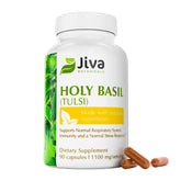 Jiva Botanicals Holy Basil capsules bottle for daily balance and calm moments.