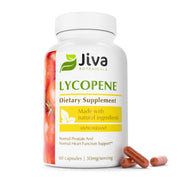 Jiva Botanicals Lycopene capsule close-up with tomato carotenoids.