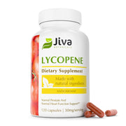 Jiva Botanicals Lycopene capsules closeup showing daily antioxidant support.