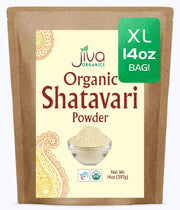 Jiva Organics Shatavari Powder in a 14oz bulk bag ready for daily use.