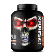 JNX Sports The Curse Ultra Premium Whey Double Chocolate 5lb packaging highlighting whey isolate quality for muscle support.