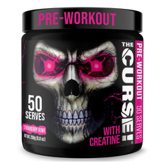 The Curse! front jar by JNX Sports showing pre-workout packaging for energy.