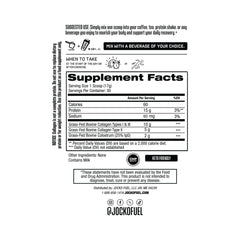 Jocko Fuel Collagen Colostrum tub open shows dual action formula.
