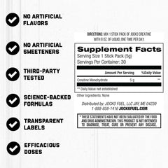 Jocko Fuel Creatine Stick Packs travel-pack contents ideal for on-the-go workouts