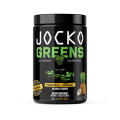 Jocko Fuel Daily Greens tub front view highlighting greens and organic ingredients