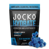 Jocko Fuel Hydrate blue raspberry packet ready to mix for refreshing hydration