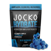 Jocko Fuel Hydrate blue raspberry packet ready to mix for refreshing hydration