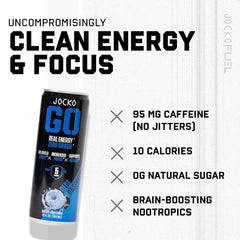 Jocko GO Nitro Pop label closeup emphasizes no sugar and clean energy.