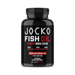 Jocko Fuel Omega-3 burpless softgels bottle for easy daily support.