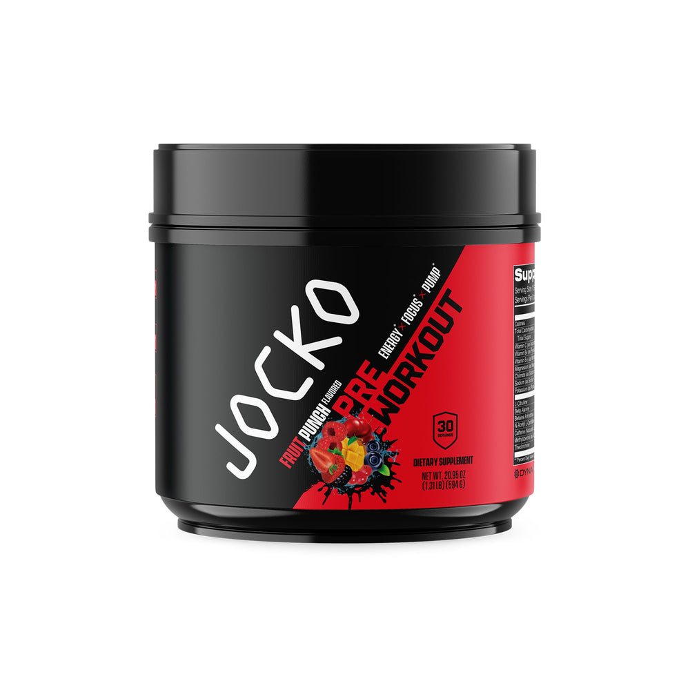 Jocko Fuel Pre Workout bottle pour showcases a powerful pump and sustained energy.