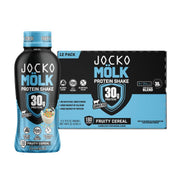 Jocko Mölk fruity cereal bottle—creamy flavor and convenient protein source.