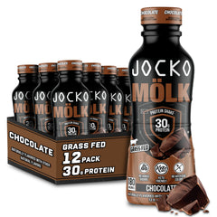 Jocko Mölk ready to drink chocolate bottle with creamy texture for post-workout fueling.