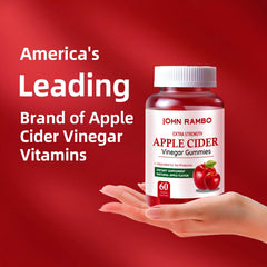 John Rambo Apple Cider Vinegar Gummies pomegranate visual emphasizes natural energy support.