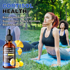 JOHN RAMBO Cortisol Drops dispensing into a glass of water for quick intake