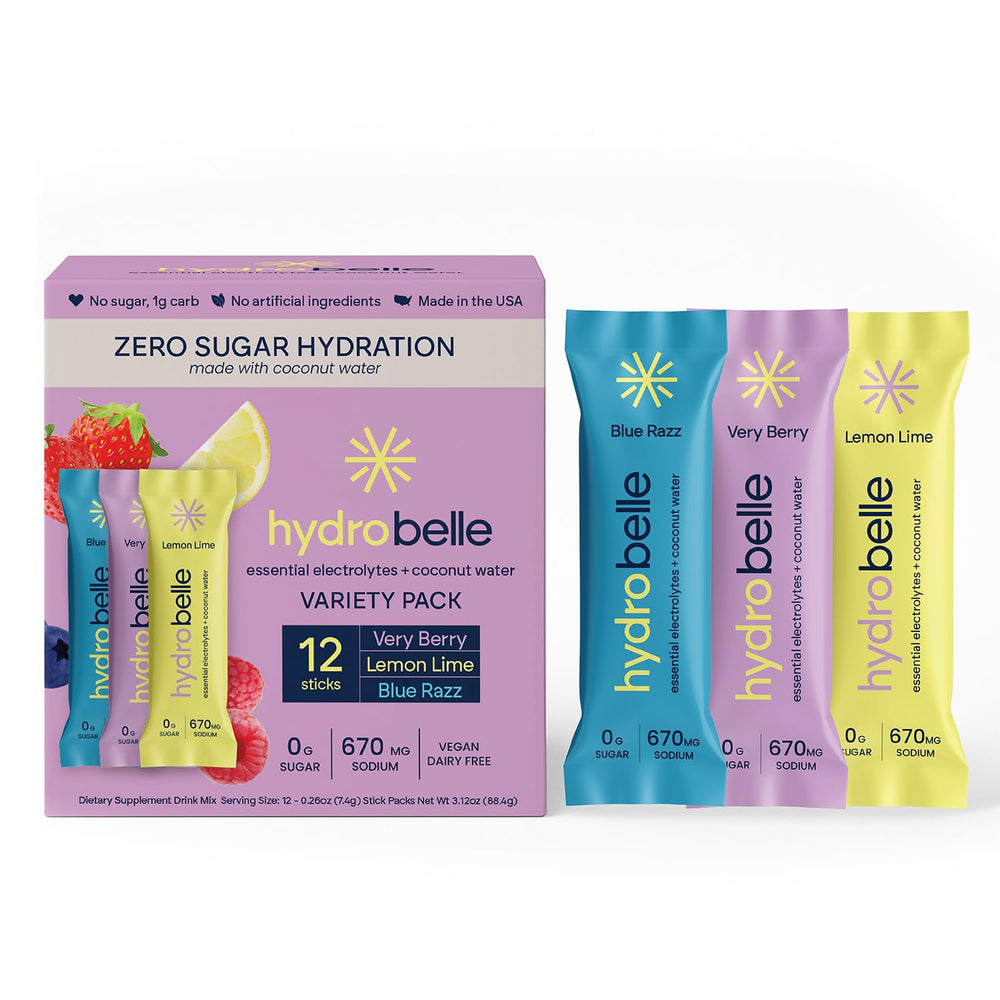JoinBelle HydroBelle electrolyte stick Blue Razz flavor for on-the-go hydration.