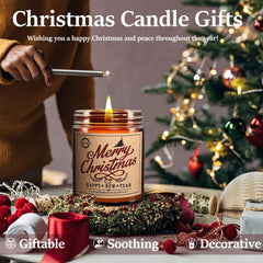 JOUCEMOO amber glass candle showcases Christmas decor while delivering warm, inviting fragrance