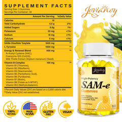 Close-up of Jovianoy SAM-e gummies with pineapple flavor.