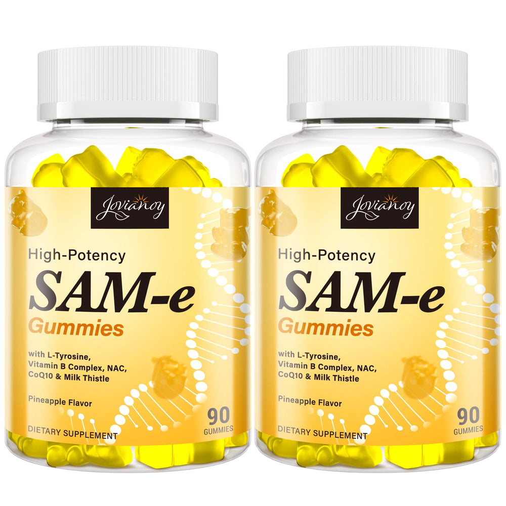 Jovianoy SAM-e gummies pineapple bottle on display for daily use.