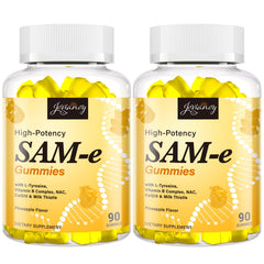 Jovianoy SAM-e gummies pineapple bottle on display for daily use.